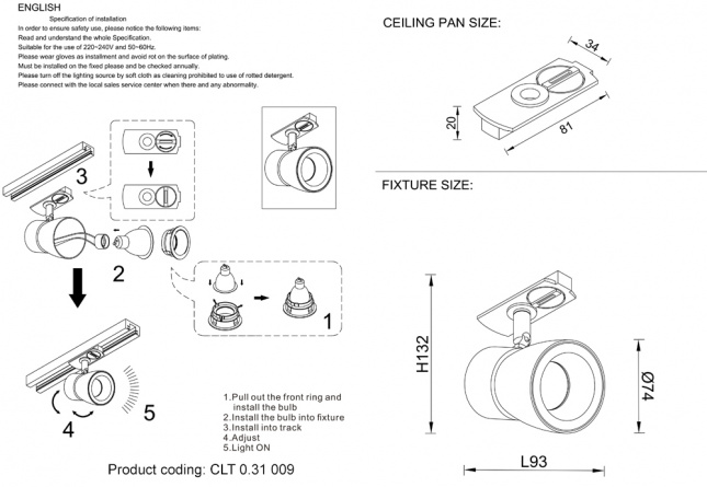 Светильник трековый однофазный Crystal Lux CLT 0.31 009 BL-GO фото 3